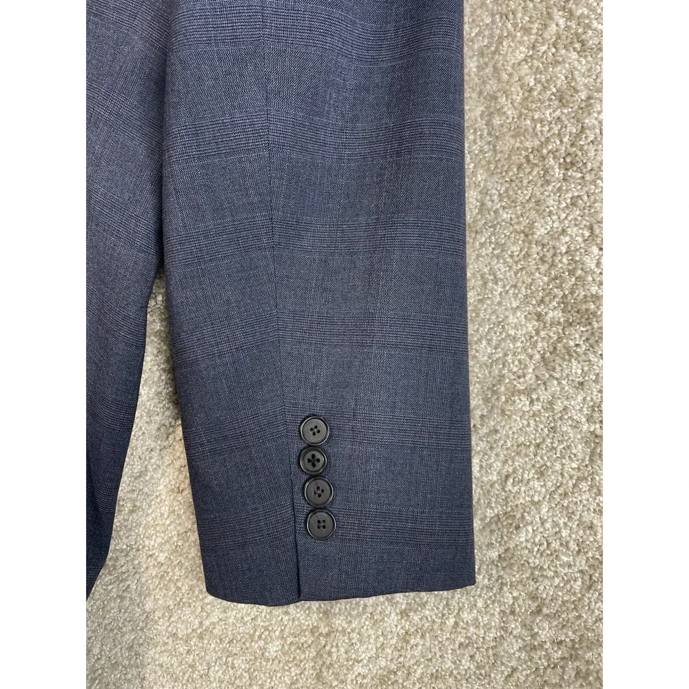 Banana‎ Republic Blazer Mens 44R Blue Glen Plaid Slim Fit Two Button Sport Coat